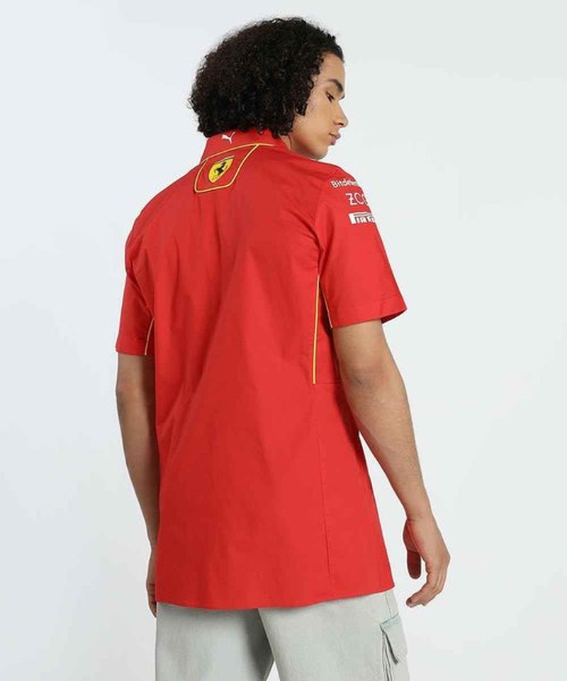 PUMA Scuderia Ferrari Men's 2024 Team Shirt Burnt Red - Size: Small