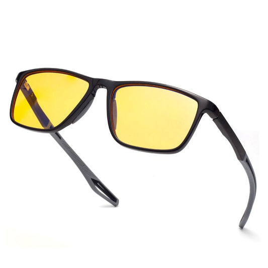 JixGien Night Driving Glasses for Men, Anti-Glare Polarized Yellow Lenses, Night Vision Glasses with UV400 Protection for Nighttime Driving(Black)