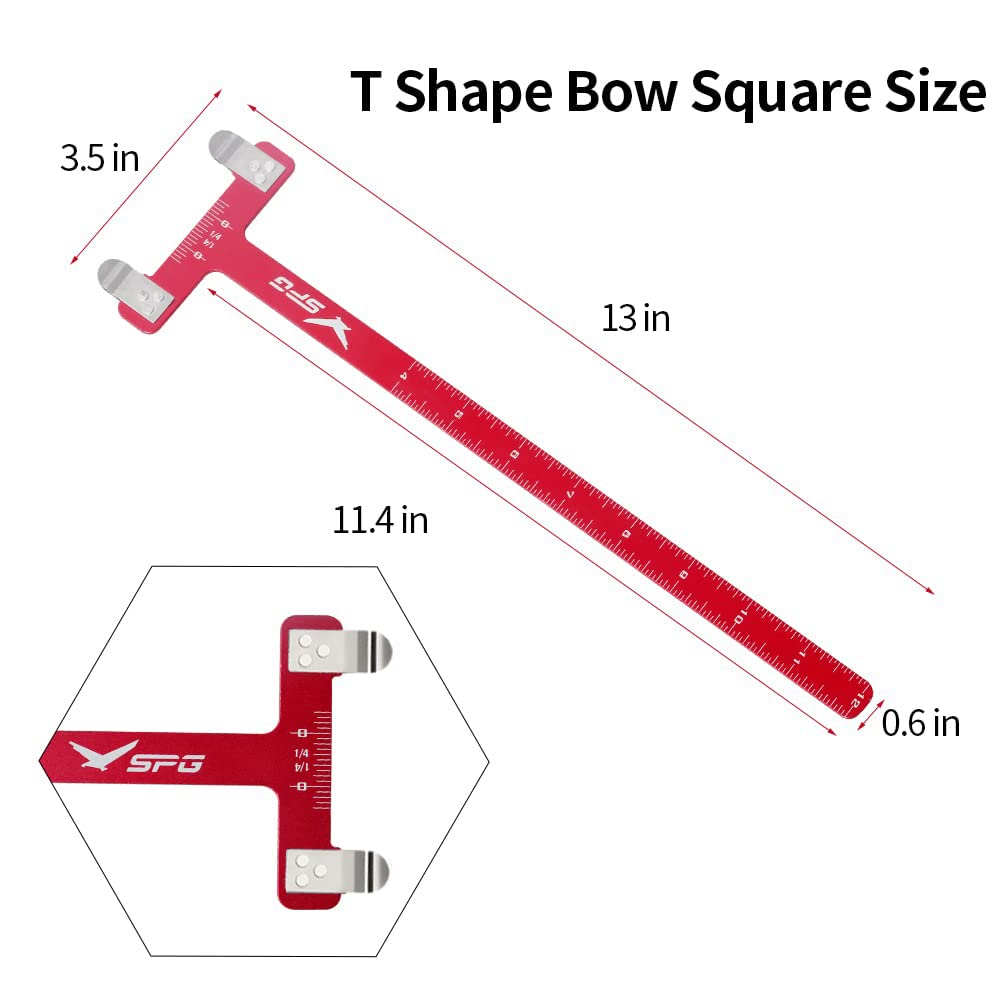 SOPOGER Archery Bow Square T Shape Bow Square Ruler Bowstring Measurement Tool Bow Turning Kit for Recurve Bow and Compound Bow Accessories (Red)