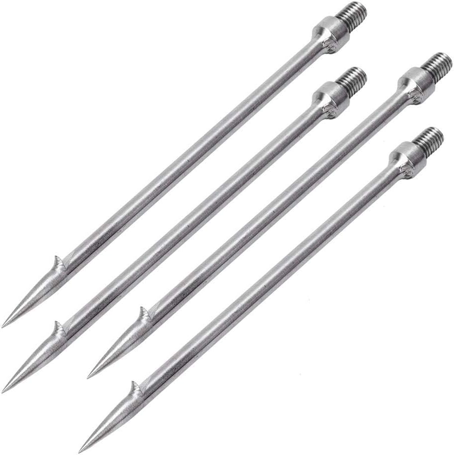 Stainless Steel Fishing Spear - 4 Pcs Single Prong Harpoon Gaff Hook | 6.5x0.5x0.5 Inch Outdoor Tackle
