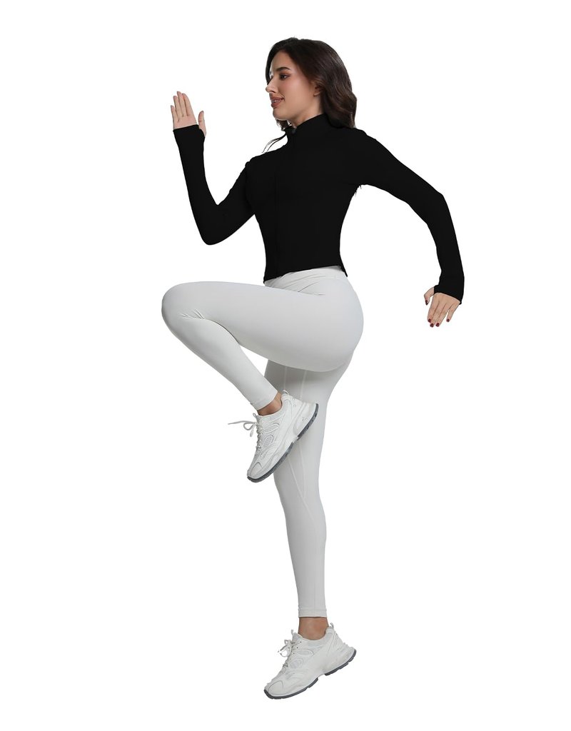 pkywars Womens Workout Jackets for Woman, Full Zip Up Athletic Gym Yoga Sports Jacket with Thumb Holes (black,x-large)