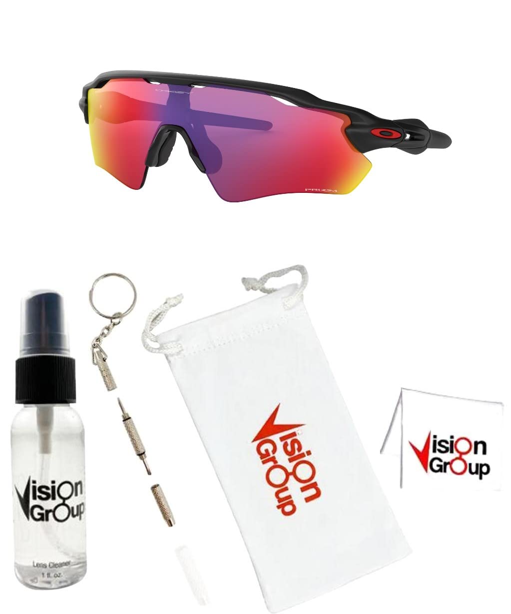 Oakley OO9208 Radar Ev Path Sunglasses+ Vision Group Accessories Bundle (Matte Black/Prizm Road (920846))