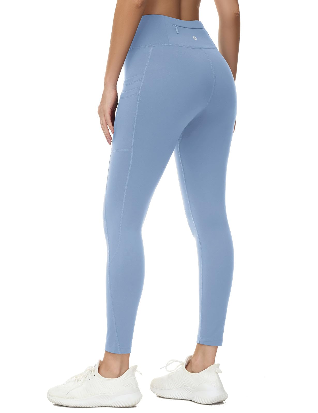 baleaf Fleece Lined Leggings Women Water Resistant 25" Petite Winter Warm Legging Thermal Running Tights Yoga Hiking Pants Light Blue 2XL