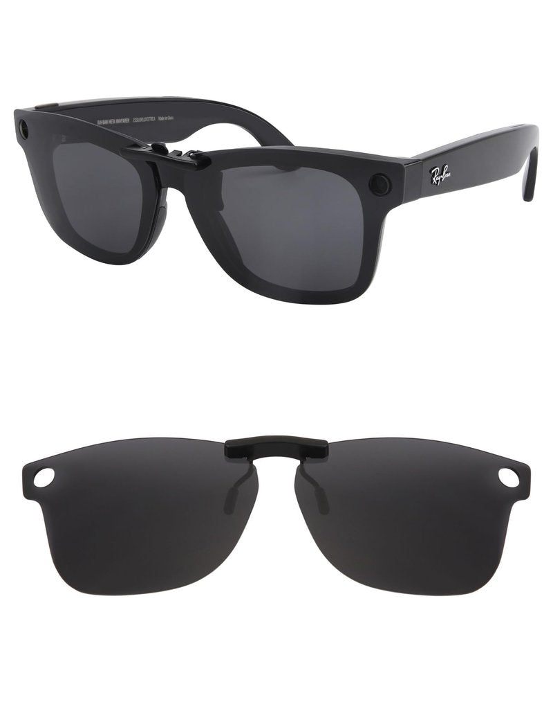 HILEEN Polarized Clip-on Sunglass for Ray-Ban Meta Wayfarer RW4006 & Gen 2 RW4012 Regular 50-22 for Men Women UV Protection-Black