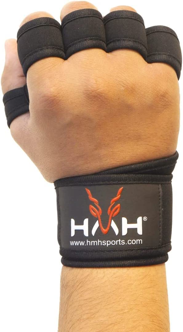 HMH Sports Workout Gloves Weight Lifting Gym Gloves for Men Women Wrist Support Padded Adjustable & Ventilated Grip Palm Protection Exercise Fitness Gloves, Pull ups