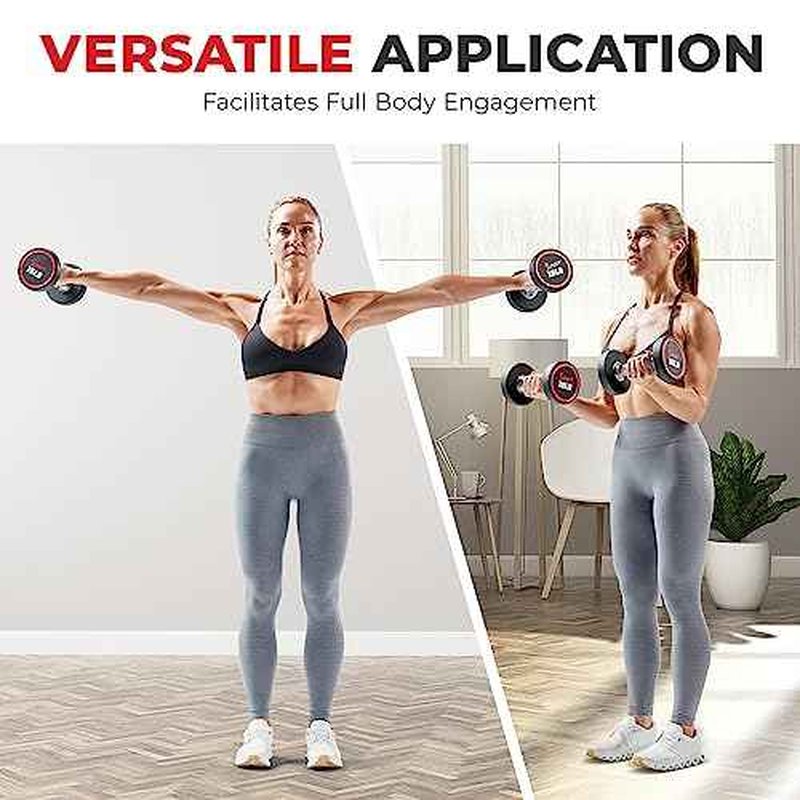 Sunny Health & Fitness Premium Polyurethane Commercial Grade Round Dumbbells with Diamond Knurled Handle, Durable Strength Training Equipment for Home Gym, 5-50LB