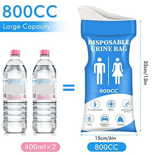 DIBBATU Disposable Urine Bag,12 PCS 800ML for Travel, Emergency Portable Pee Bag and Vomit Bags, Unisex Urinal Bag as Toilet Bag Suitable for Camping, Traffic Jams, Pregnant, Patient, Kids