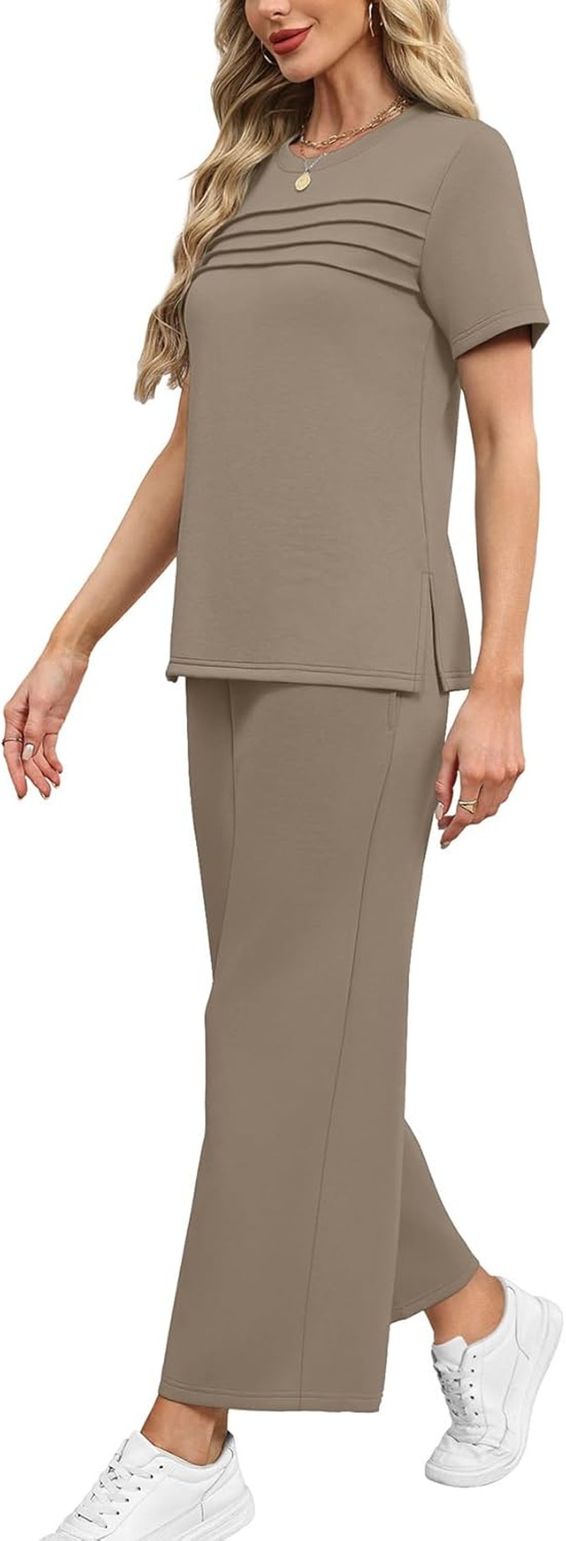 Two Piece Sets for Women - Summer Travel Outfits with Short Sleeve & Wide Leg Pants | S-3XL