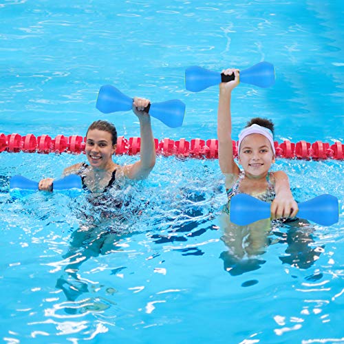 SDUSEIO 1 Pair Aquatic Exercise Dumbells Water Aerobic Exercise Foam Dumbbells Pool Resistance Swimming Training Water Fitness Equipment for Weight Loss Adults Family (2 Pieces) blue