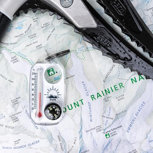 Sun Company TripleGage - 3-in-1 Zipper Pull with Compass, Thermometer, and Magnifying Glass | Essential Outdoor Navigation Tool for Camping, Hiking, and Scouting