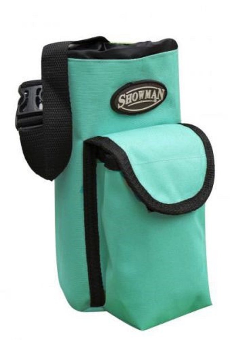 Showman Teal Nylon Insulated Cordura Trail Riding Water Bottle Cell Phone Carrier Bag with Pocket and Adjustable Carrier Strap