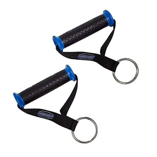 Bodylastics Resistance Band Handles, Ergonomic Gym Handles with Upgraded TPR Waffle Exercise Grips, Strong Handles for Resistance Bands with Nylon Webbing and Welded O-Rings