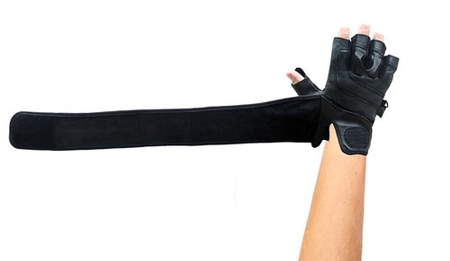 Epic Leather Gym Gloves with Built in 2" Wide Wrist Wraps Best Grip & Design for Weightlifting Power Lifting Bodybuilding & Strength Training Workout Exercises (Black, Large 8 1/8" - 8 1/2")