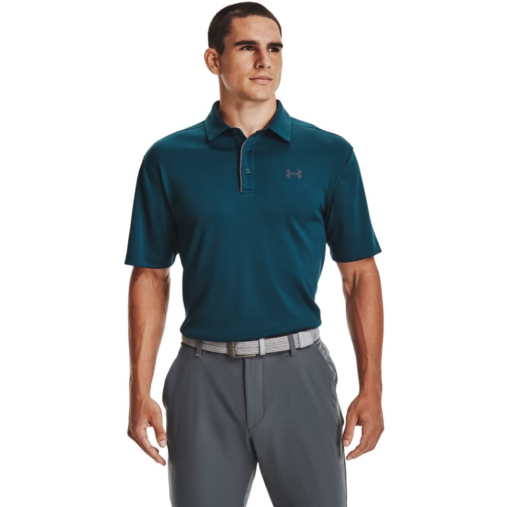 Under Armour Men's Tech Golf PoloDISC, Blue Note (413)/Pitch Gray, Medium