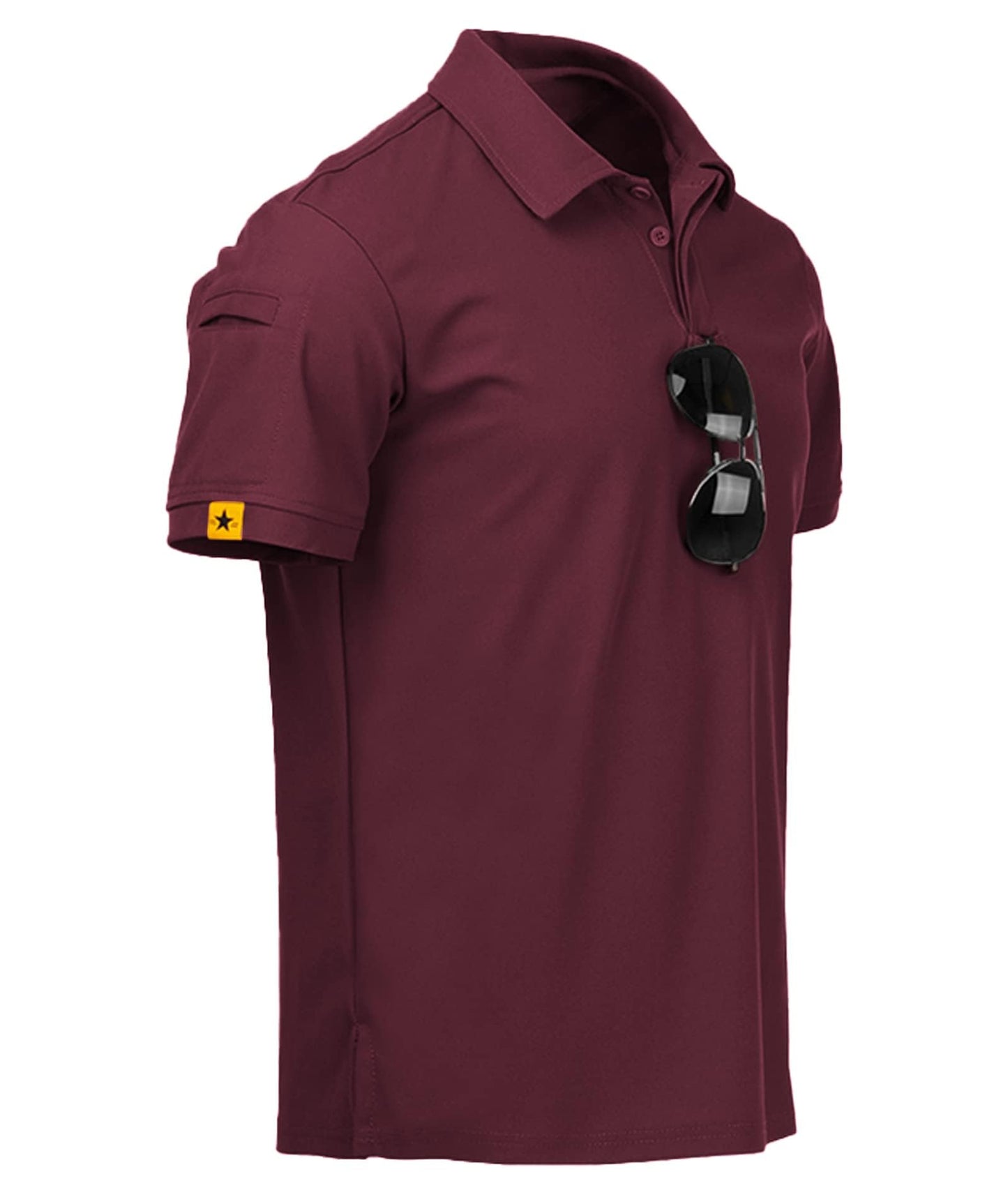 ZITY Mens Polo Shirt Short Sleeve Sports Tactical T-Shirt Athletic Golf Polos Daily Casual Stylish Collared Shirts for Men Wine Red XX-Large