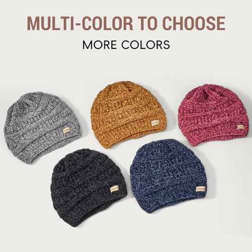 Sukeen Knit Beanie Hat for Women Thick Fleece Lined Winter Hat Warm Skull Cap Fashionable Knit Cap for Outdoor