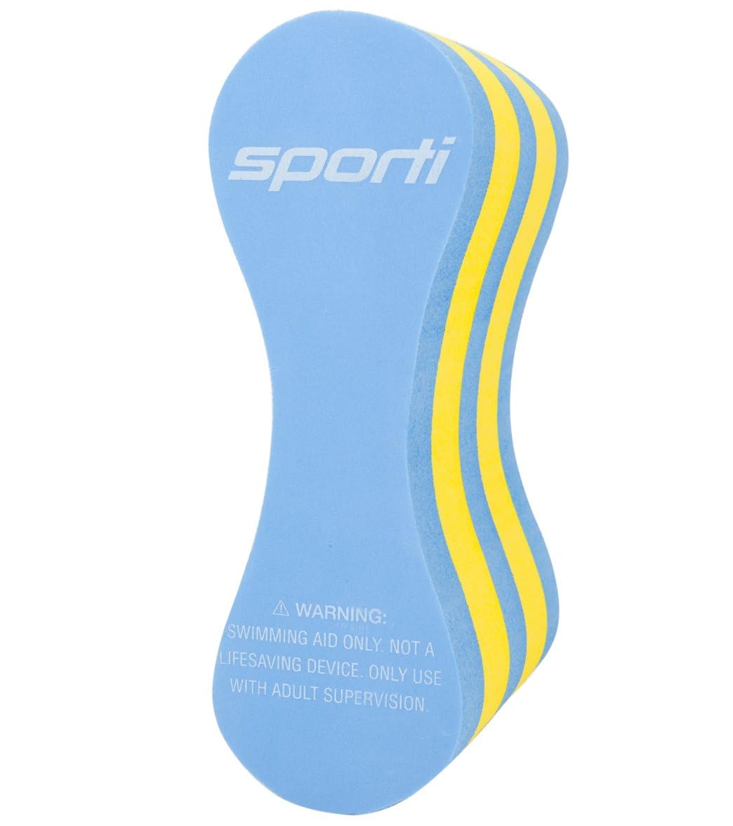 Sporti Pull Buoy for Women & Men Competitive, Swim Trainer Gears EVA 5-Layer Pull Buoy Leg Float - Blue/Yellow/Blue