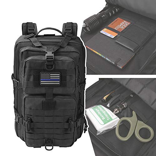 Hannibal Tactical 40L MOLLE Assault Backpack, Tactical Pack Military Army Camping Rucksack, 3-Day Pack Trip w/Patch, D-Rings