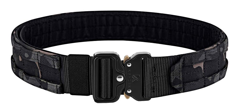 KRYDEX Quick Release Rigger MOLLE Belt 1.75 Inch Inner & Outer Tactical Heavy Duty Belt (MCBK, Large)
