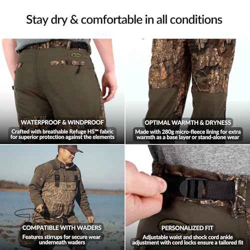Drake Waterfowl MST Jean Cut 2.0 Under Wader Pants, Waterproof, Adjustable Waist, Zipper Pockets, Hunting Gear for Men