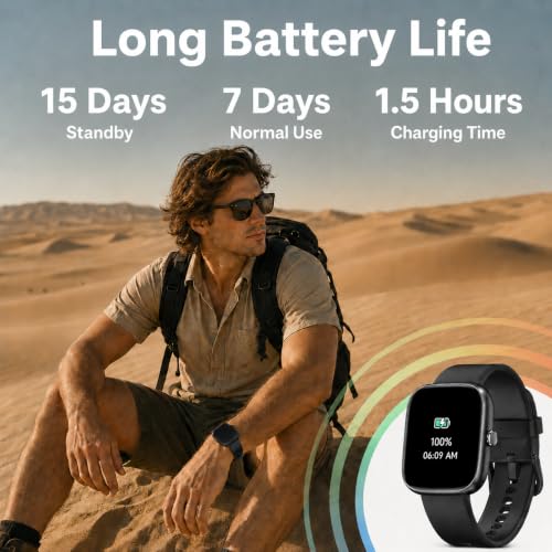 Black Senior-Friendly Pedometer Watch - Step Counter No App Needed