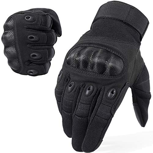 WTACTFUL Touchscreen Motorcycle Tactical Gloves for Men for Airsoft Paintball Cycling Motorbike MTB Bike ATV Hunting Hiking Riding Work Outdoor Sport Work Gloves Black Small