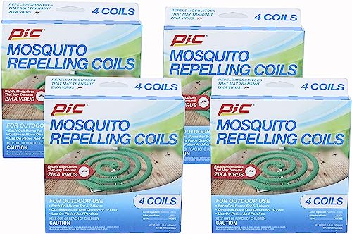 PIC Mosquito Repelling Coils, 4 Count Box - Mosquito Repellent for Outdoor Spaces (16 Count)