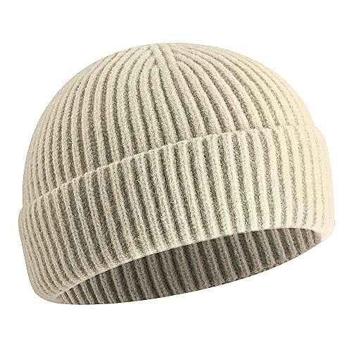 vidsel Short Fisherman Beanie for Men Women, Swag Wool Knit Cuff Trawler Skullcap,Winter Warm Hats