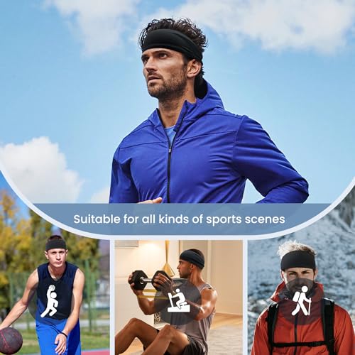 6PCS Headbands for Men, Sweat Bands Headbands Men, Moisture Wicking Sweatbands for Men, Athletic Headbands Sweat Head Bands Mens for Sports, Running, Workout, Gym, Cycling, Football, Yoga