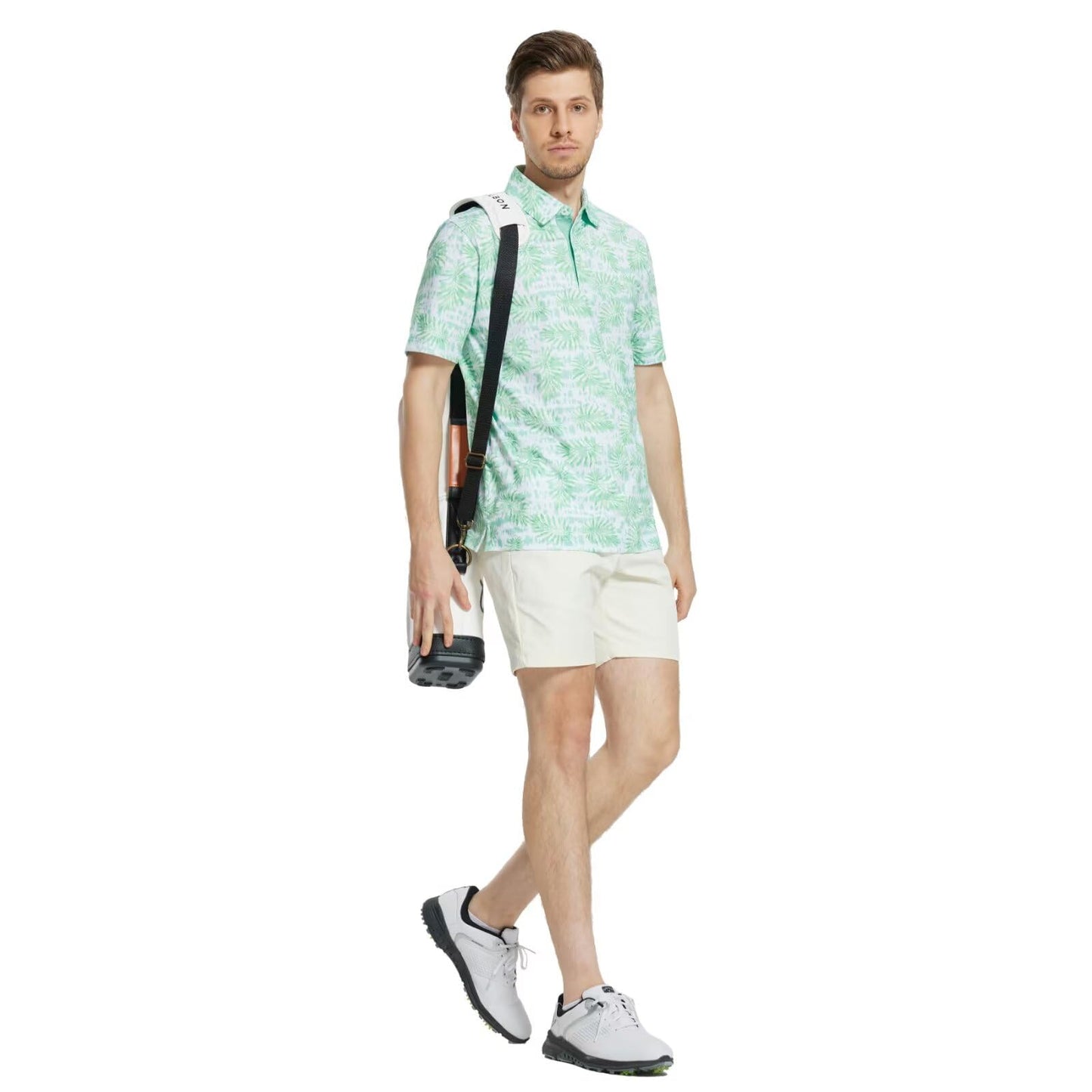M MAELREG Mens Golf Shirt Short Sleeve Dry Fit Print Moisture Wicking Performance Patterns Collared Polo Shirt