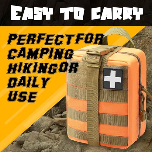 Rip Away Ifak Pouch, Molle First Aid Pouch Empty, Tactical Orange Tear Away Duty Belt Medical EMT Pouches Bag Only for Hiking Camping