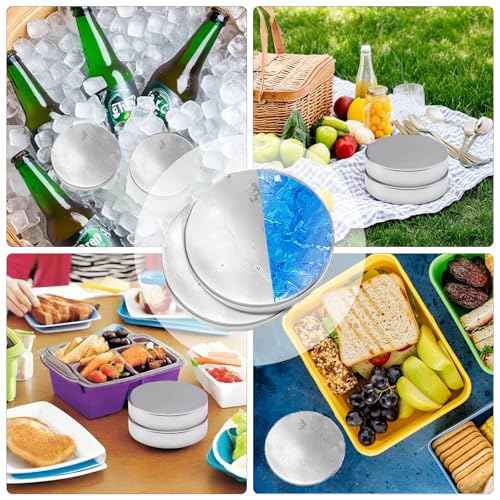 2 Packs Stainless Steel Ice Packs for Lunch Boxes - Reusable Quick Freeze Packs for Cooler, Bento, Lunch Bags - Long Lasting Cooling Ice Packs for Camping, Fishing, Picnics and Travel