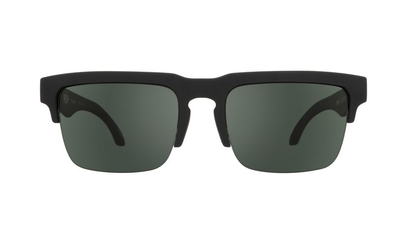 Spy Optic Helm 50/50, Square Semi-rimless Sunglasses, Color and Contrast Enhancing Lenses, Soft Matte Black - Happy Gray Green Polarize Lenses