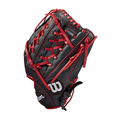 Wilson 2022 A700 12" Outfield Baseball Glove - Black/Red, Left Hand Throw