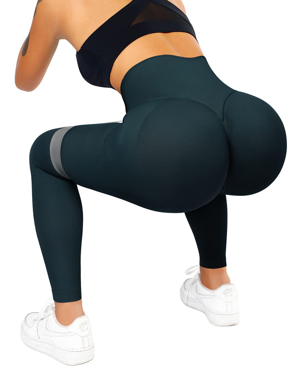 SUUKSESS Scrunch Butt Lifting Seamless Leggings for Women Booty High Waisted Workout Yoga Pants (Deep Green, M)