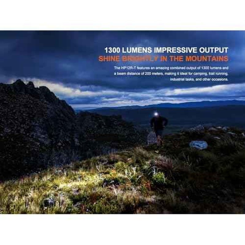 Fenix HP12R-T 1300 Lumen Rechargeable Running Headlamp ? Split Battery Design, White/Neutral White/Red Light Modes with Lumentac Organizer (Black)