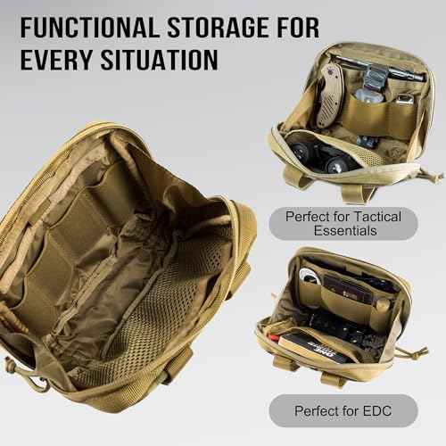 OneTigris MOLLE Pouch, Tactical Admin Pouch Belt EDC Tool Organizer Zippered Utility Waist Pack 7.5"x5"x2"