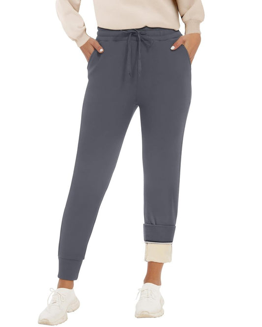 GAYHAY Fleece Lined Sweatpants Women- Winter Warm Sherpa Lined Athletic Joggers Pants with Pockets Dark Grey