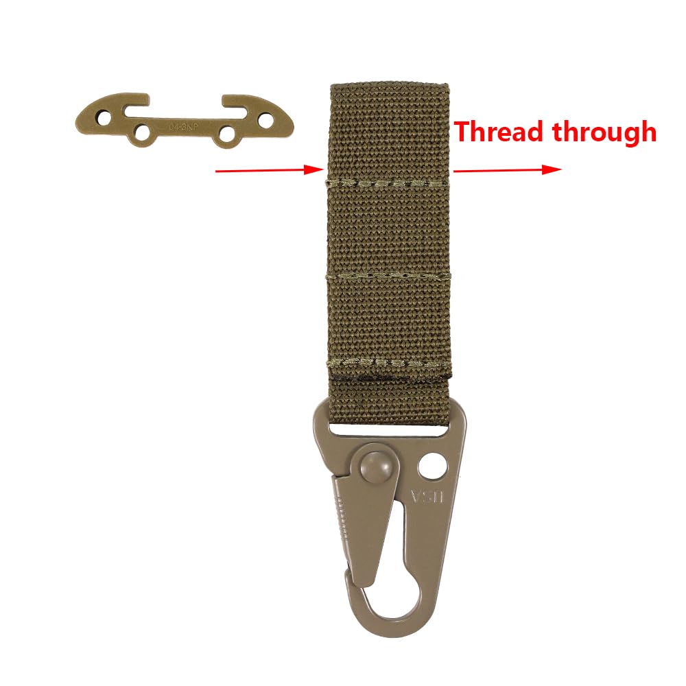 Tactical Gear Clip Clash Hook Hanging Carabiner T-Mount MOLLE Webbing Battle Belt Clip Metal Key Holder Vest Accessories (Coyote Brown Clash Hook(2PACK))