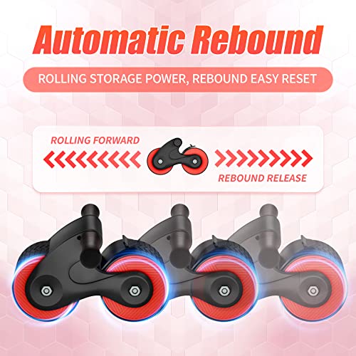 Automatic Rebound Abdominal Wheel Kit - Ab Roller Workout Equipment, Exercise Equipment for & Core Strength Training, Home Gym Fitness Machine with Knee Pad Accessories Men Women