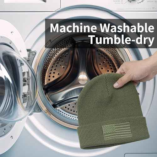 OUTDOOR SHAPING American Flag Embroidered Knit Cuffed Beanie for Men Women Tactical Winter Warm Hat