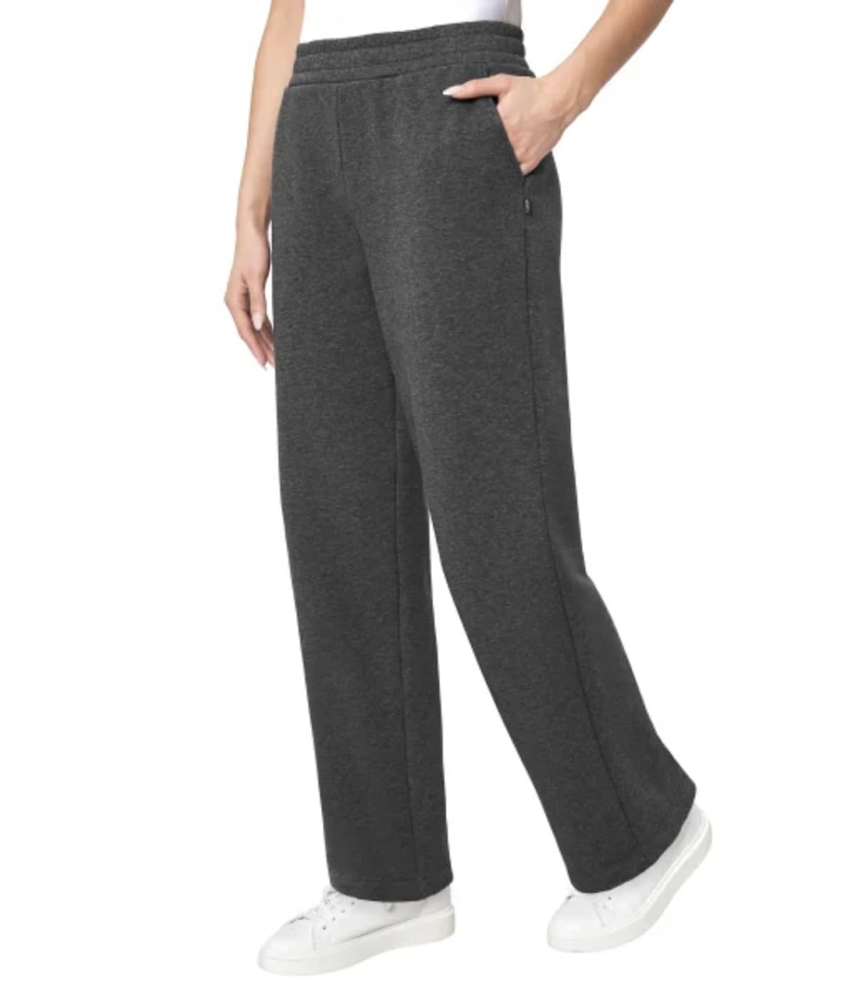 Mondetta Women's Pull On High Waisted Fleece Pant (US, Alpha, Medium, Regular, Regular, Black)