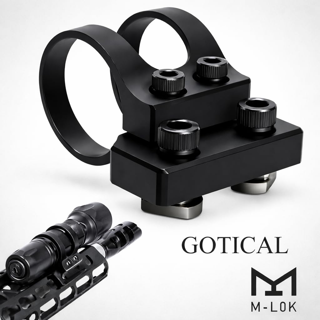 Gotical Offset Flashlight Mount 25.4mm 1" for and M Rail Systems Aluminum Black