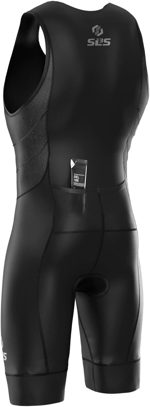 Men's Triathlon Suit - Solid Black Sleeveless Trisuit | Lightweight Race Apparel for Optimal Performance
