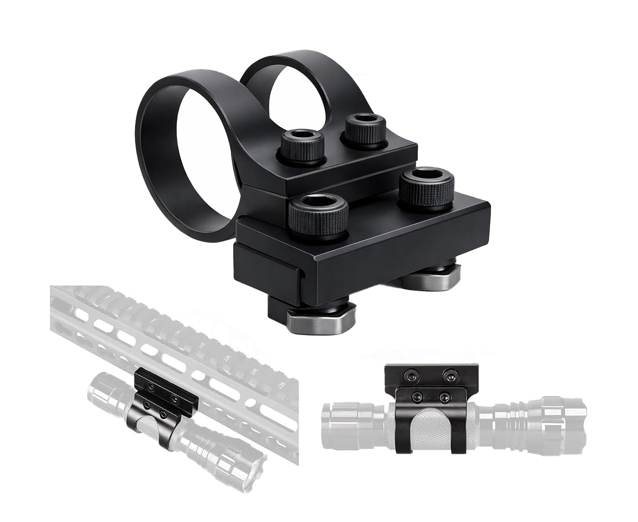Gotical Offset Flashlight Mount 25.4mm 1" for and M Rail Systems Aluminum Black