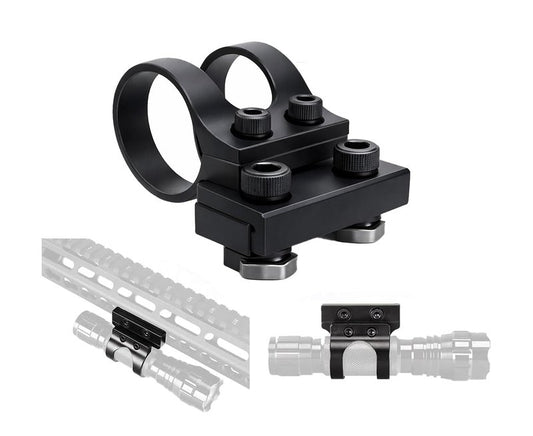 Gotical Offset Flashlight Mount 25.4mm 1" for and M Rail Systems Aluminum Black