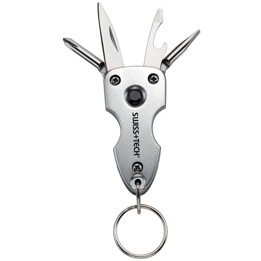 SWISS+TECH ST60300 Key Ring Multi-Tool with LED Flashlight, 7-in-1 Tools, Use for Auto (Single Pack)