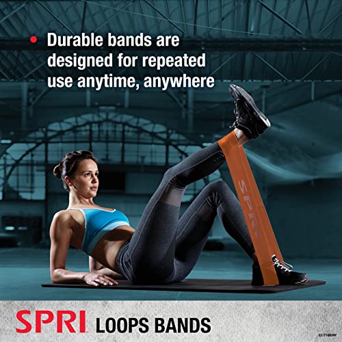 SPRI Standard Loop Bands 3-Pack - Resistance Band Kit Set, 3 Levels of Resistance - Exercise Bands for Strength Training, Flexibility, & Body Workout - Versatile Fitness Tool - Light, Medium, Heavy