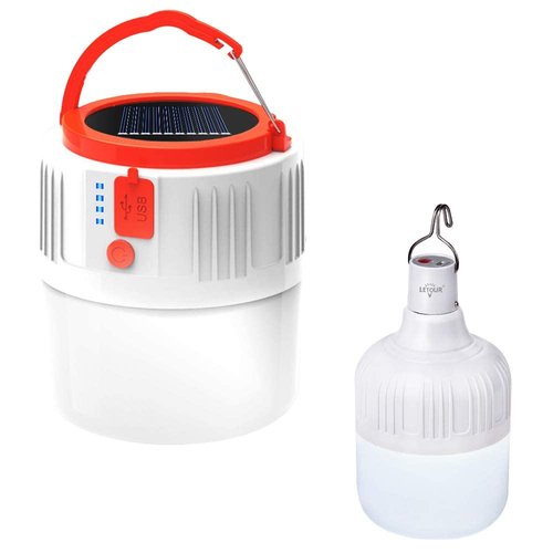 LETOUR Bundle - 2 Items Camping Lantern LED Emergency Portable Light & Solar Powered Camping Lantern IP45 Waterproof for Camping/Hiking/Fishing/Night Working