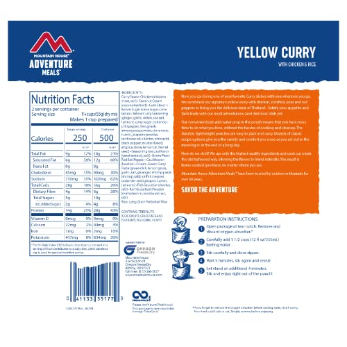 Mountain House Yellow Curry with Chicken & Rice | Freeze Dried Backpacking & Camping Food | 2 Servings | Gluten-Free